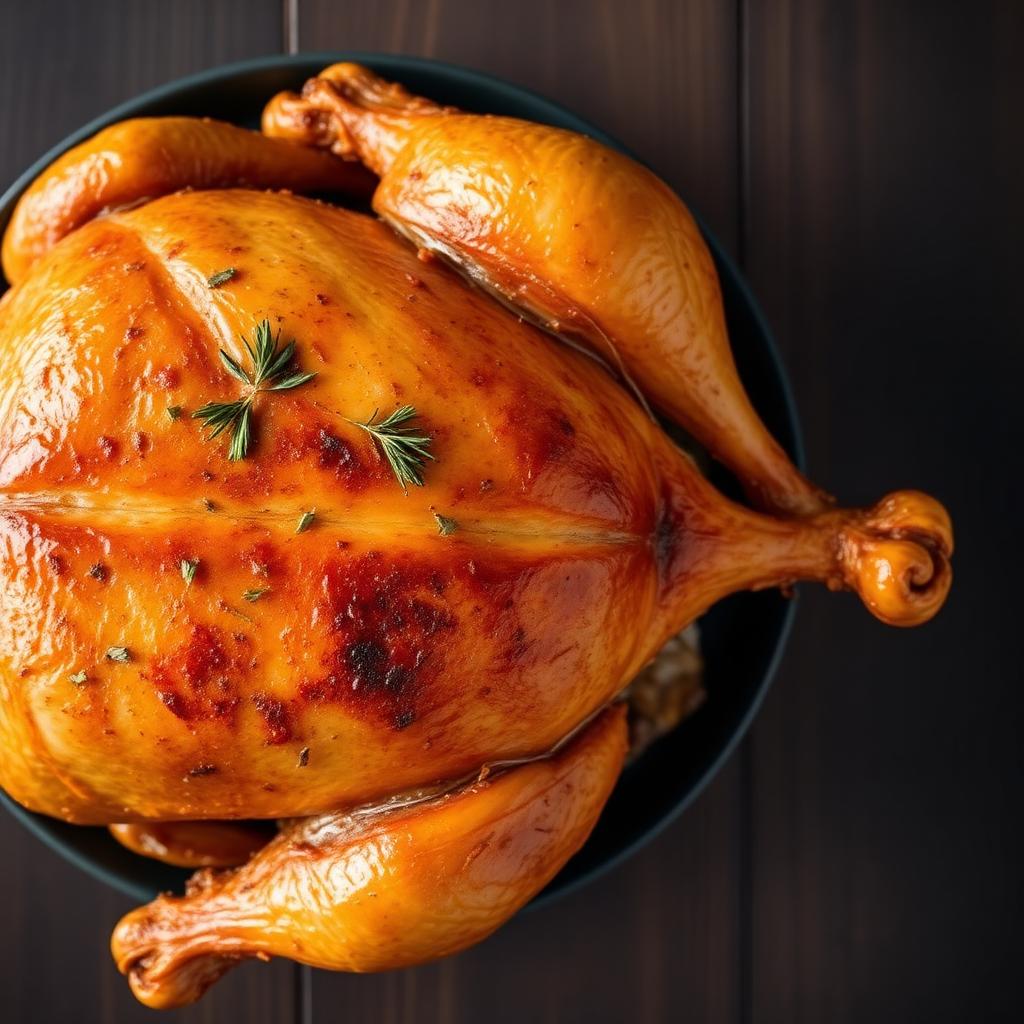 Poulet fermier rôti à la broche